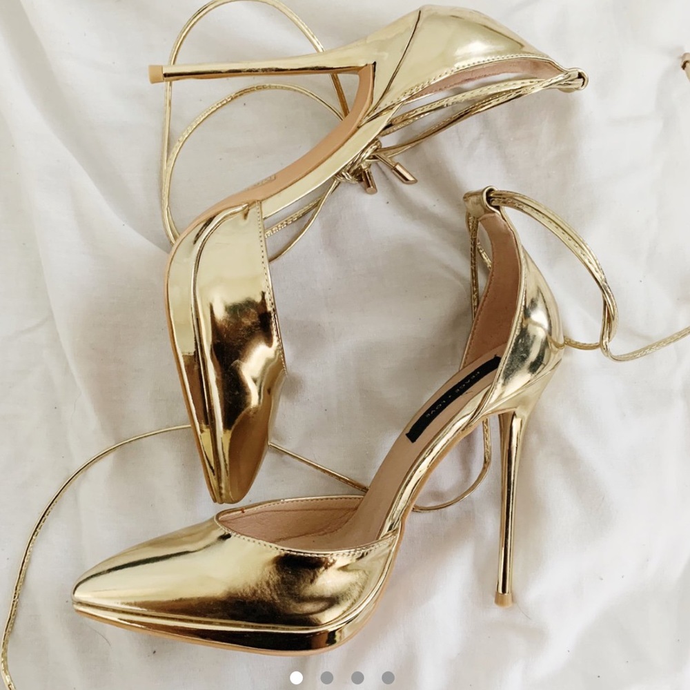 Chrome Gold Heels with Strap from TopShop
